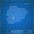 Andorra blueprint map template with capital city.