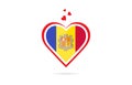Andorra country flag inside love heart creative logo design