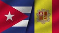 Andorra and Cuba Realistic Two Flags Together