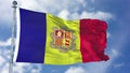 Andorra Flag in a Blue Sky