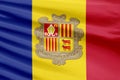 Andorra flag is depicted on a sport stitch cloth fabric with folds