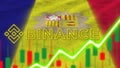 Andorra Flag with Neon Light Effect Binance Coin Logo Radial Blur Effect Fabric 3D Illustration