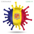 Andorra flag in virus shape