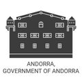 Andorra, Government Of Andorra travel landmark vector illustration