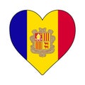 Andorra Heart Shape Flag. Love Andorra. Visit Andorra. Southern Europe. Europe. European Union. Vector Illustration Graphic
