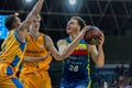 Players in action at Liga Acb Endesa match between Mora Banc Andorra BC and Herbalife Gran Canaria , final score 99 - 85, on March