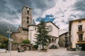 Andorra La Vella, Andorra. View Of Prince Benlloch Square Near Famous Church Of Saint Esteve. Esglesia De Sant Esteve Royalty Free Stock Photo