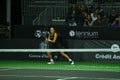 Ana Konjuh of Croatia in action against Alycia Parks of USA in final match during Credit Andorra Open Women`s Tennis Association