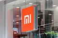 Logo of Xiaomi on retail store in Andorra. Xiaomi is a Chinese electronics company headquartered in Beijing Royalty Free Stock Photo