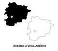 Andorra la Vella, Andorra. Detailed Country Map with Capital City Location Pin.