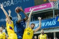 Players in action at Liga Acb Endesa match between Mora Banc Andorra BC and FC Barcelona , final score 86 - 84, on October 06 201