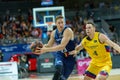 Players in action at Liga Acb Endesa match between Mora Banc Andorra BC and FC Barcelona , final score 86 - 84, on October 06 201