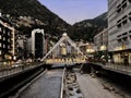 Andorra La Vella sign at the Pont de Paris bridge