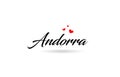 Andorra name country word with three red love heart. Creative typography logo icon design