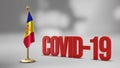 Andorra realistic 3D flag and Covid-19 illustration.