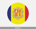 Andorra Round Circle Flag. Andorran Circular Button Banner Icon. EPS Vector