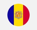 Andorra Round Country Flag. Circular Andorran National Flag