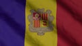 Andorran national flag. State flag of Andorra illustration. 3D Render.