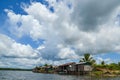 Andoung Tuek village, Cambodia- Homes on stilts hanging on the edge of Preak Piphot river