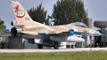 Combat aircraft with external fuel tanks under the wings on the taxiway