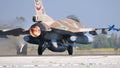 Israel Armed Forces military fighter jet takes off with full afterburner Royalty Free Stock Photo