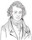 Andre marie ampere cartoon portrait, vector Royalty Free Stock Photo