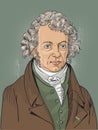 Andre marie ampere cartoon portrait, vector Royalty Free Stock Photo