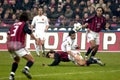 Andrea Pirlo and Davide Bombardini in action during the match