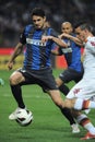 Andrea Ranocchia and Alessandro Florenzi in action during the match