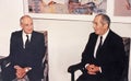 Andreas Brown Meets with Chaim Herzog in Jerusalem in 1988 Royalty Free Stock Photo