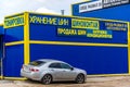 Andreevka, Russia - April 11.2016. Service repair of cars and keeping of tires