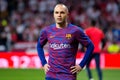 Andres Iniesta plays at the Copa del Rey final match between Sevilla FC and FC Barcelona Royalty Free Stock Photo