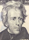 Andrew Jackson face on US twenty or 20 dollars bill macro, united states money closeup. Royalty Free Stock Photo