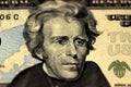 Andrew Jackson face on US twenty or 20 dollars bill macro, united states money closeup. Royalty Free Stock Photo