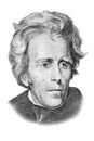 Andrew Jackson portrait on twenty dollars bill.