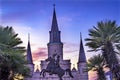 Andrew Jackson Statue Saint Louis Cathedral Sunset New Orleans Louisiana Royalty Free Stock Photo