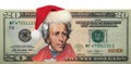 Andrew Jackson from US 20 dollar banknote in Santa Claus hat