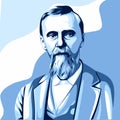 Andrew Taylor Still Vector Portrait Illustration. Monochrome blue art style