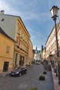 Andrey Kmet street in Banska Stiavnica, Slovakia. Royalty Free Stock Photo