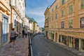 Andrey Kmet street in Banska Stiavnica, Slovakia. Royalty Free Stock Photo