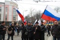 Andrey Makarevich and Irina Prokhorova on the peace March Royalty Free Stock Photo