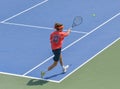 Andrey Rublev practising ahead of match later that day