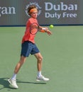 Andrey Rublev practising ahead of match later that day