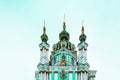 Andriivska orthodox christian church dome in Kyiv, Ukraine.