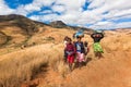 Malagasy family in rural landscape