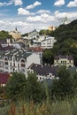 Andriyivskyy Descent with the Saint Andrew`s Church in Kyiv, Ukraine Royalty Free Stock Photo