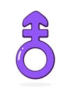 Androgyne Gender Symbol. Part of LGBT community. Vector illustration. Hand drawn cartoon clip art with outline
