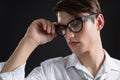 Androgynous man posing in spectacles Royalty Free Stock Photo