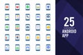 25 Android App Flat icon pack. vector illustration Royalty Free Stock Photo