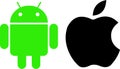 Android and Apple logos.